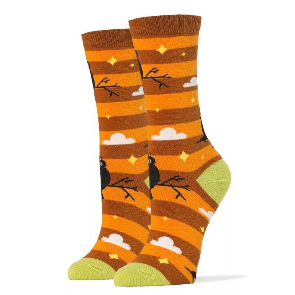 halloween themed SOCKS! Night Owl Halloween Crew mens Shoe SZ 8-13 Orange